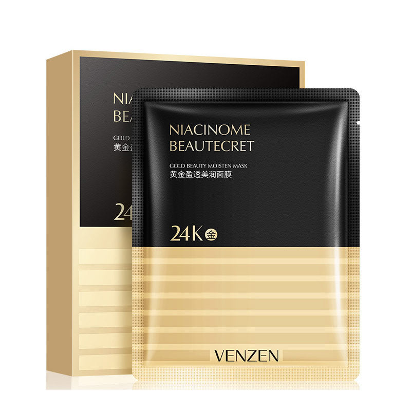 4Pcs/Box 24k Gold Facial Mask Carnosine Honeycomb Face Mask Essence Sheet Mask Brighten Anti Aging Moisturizing Mask Oil-Control