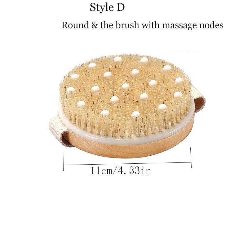Body Bath Brush for Cellulite Long Wooden Handle Dry or Wet Skin Exfoliator Massage Brush Men & Women Back Scrubber Shower Brush