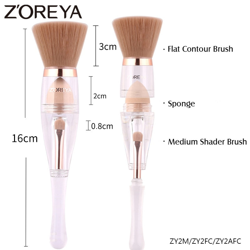 3in1 Make Up Soft Multipurpose Portable Makeup Brush Angled Sponge Brow Eye Shadow Powder Paint Brushes Cosmetic