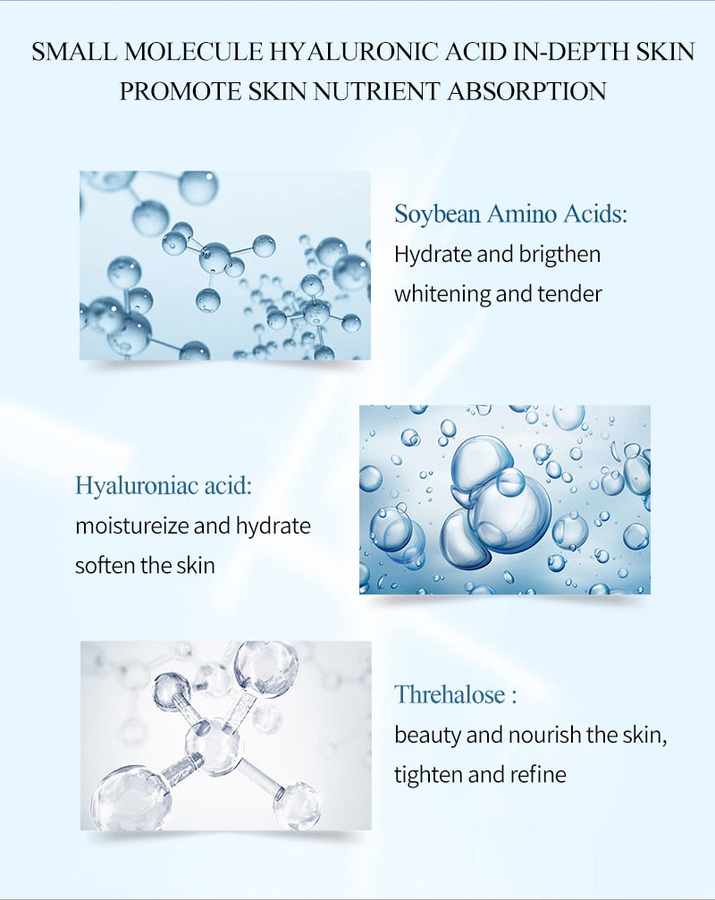 Hyaluronic Acid Face Serum Anti Wrinkle Anti-Aging Shrink Pore Whitening Moisturizing Essence Face Cream Dry Skin Care