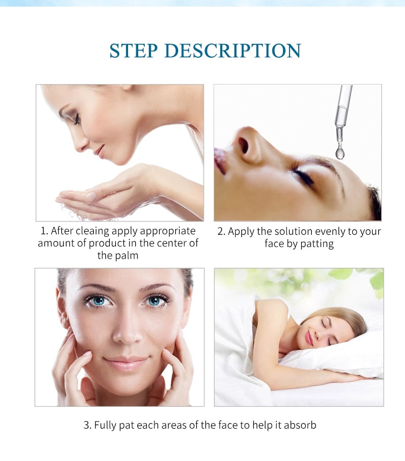 Hyaluronic Acid Face Serum Anti Wrinkle Anti-Aging Shrink Pore Whitening Moisturizing Essence Face Cream Dry Skin Care