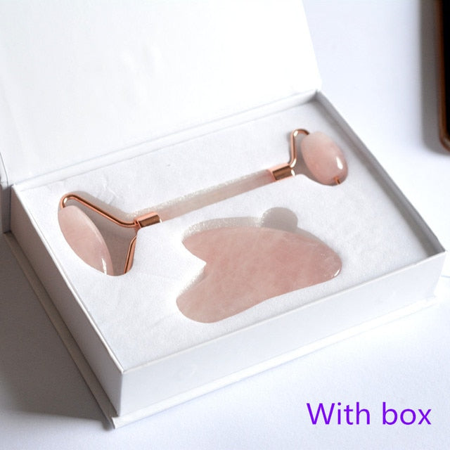 Face Massager Jade Roller Facial Massage Relaxation  Natural Rose Quartz Scraper Massager Beauty Skin Tools