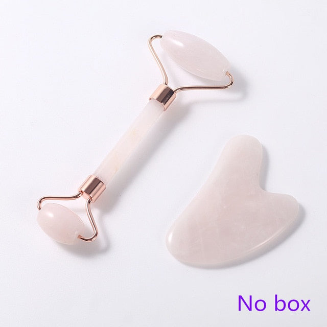 Face Massager Jade Roller Facial Massage Relaxation  Natural Rose Quartz Scraper Massager Beauty Skin Tools