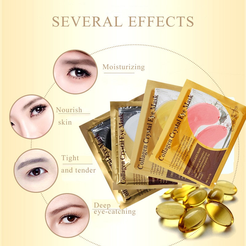 20Packs 24K Gold Crystal Collagen Eye Mask Patch Pad Moisturizing Anti Aging Puffiness Dark Circle Remover Eye Bags Skin Care
