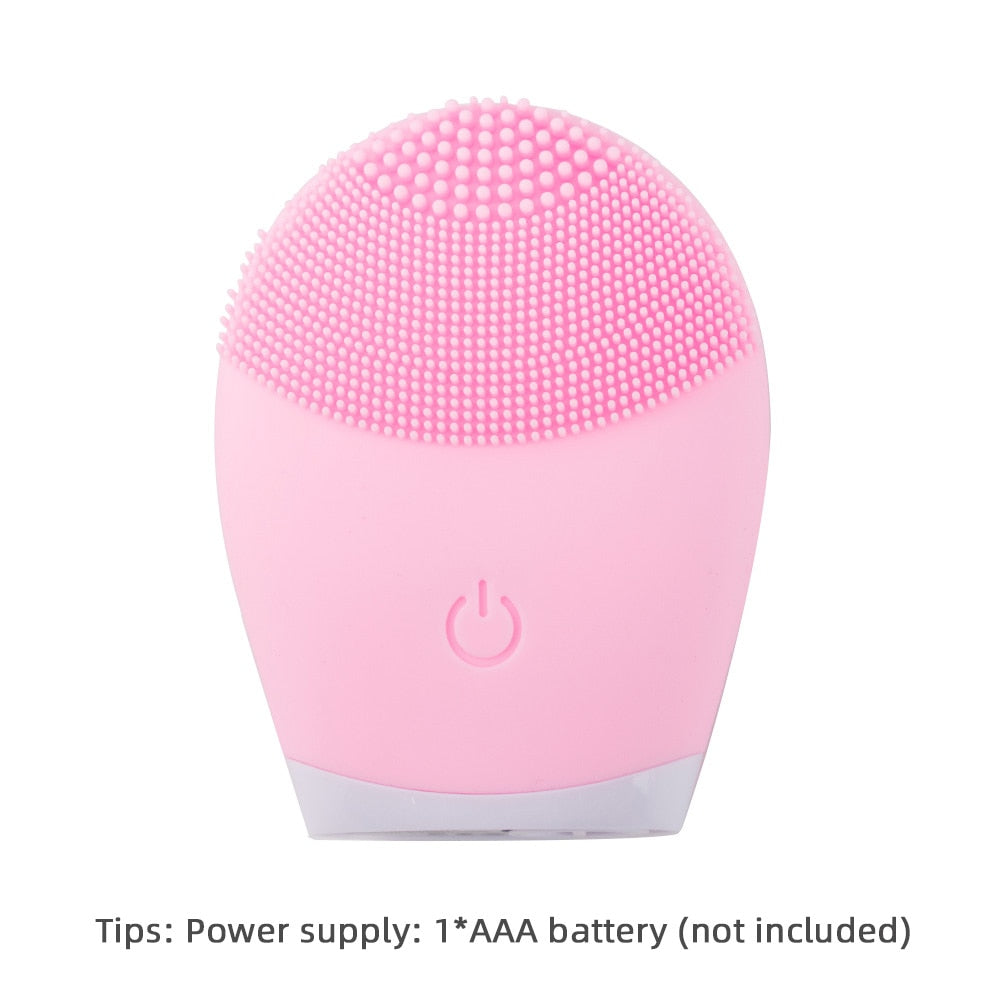 Electric Facial Cleansing Brush Silicone Ultrasonic Vibration Face Cleanser Deep Pores Blackhead Cleaning Washing Skin Massager