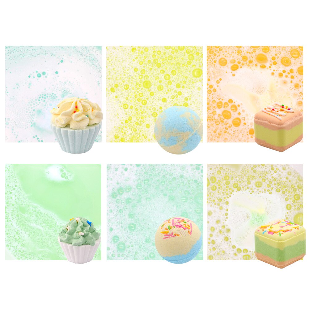 Bath Bombs Set Sweet Surprise Gift 6pcs Salt Bombs Ball Natural Bubble Bathing SPA for Men Women Body Skin Care Clean Tools Kit