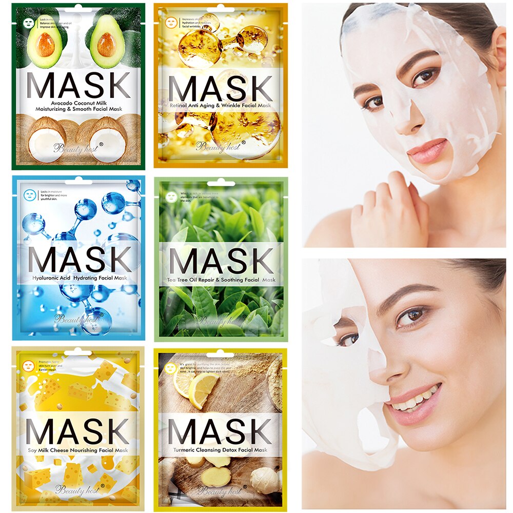 Turmeric Avocado Retinol Facial Face Mask 1piece Sheet Mask Beauty Skincare Korea Skin Care Moisturizing Oil-Control Anti-aging