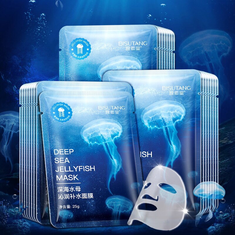 10pcs Deep Sea Jellyfish Face Masks Facial Mask Moisturizing Water Nourishment Anti-Aging Oil-control Acne Treatment Skin Care