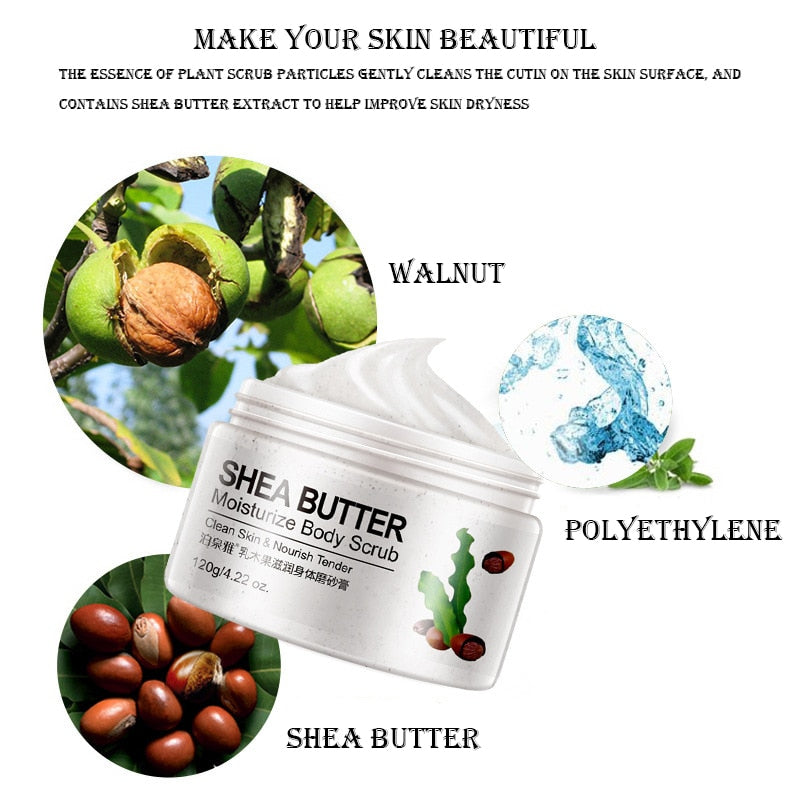 Body Scrub Shea Butter Exfoliating Body Lotion Deep Cleansing Moisturizing Exfoliator Gel Moisturizer Dead Skin Remover