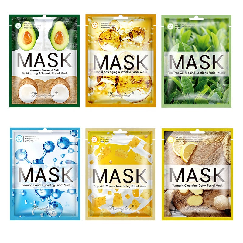 Turmeric Avocado Retinol Facial Face Mask 1piece Sheet Mask Beauty Skincare Korea Skin Care Moisturizing Oil-Control Anti-aging