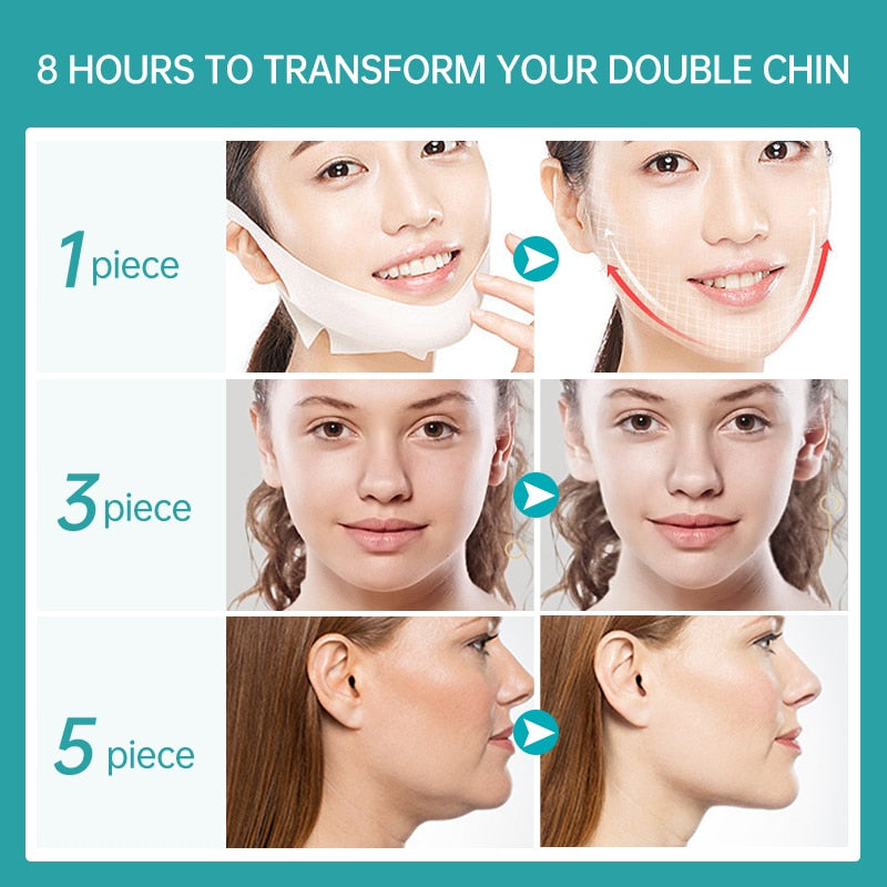 5 Pcs/Box V-line Face Slimming Mask Double Chin Puffy Lifting Firming Bandage Masks Moisturizing Gel V Shape Face Skin Care Mask