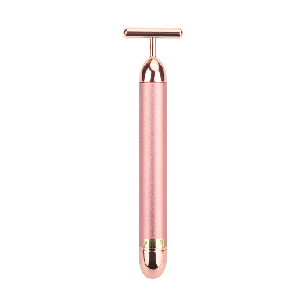 24k Gold Face Lift Bar Roller Vibration Slimming Massager Facial Stick Facial Beauty Skin Care T Shaped Vibrating Tool