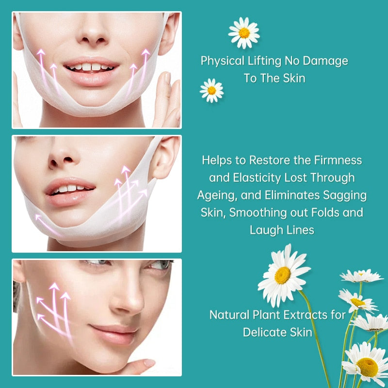5 Pcs/Box V-line Face Slimming Mask Double Chin Puffy Lifting Firming Bandage Masks Moisturizing Gel V Shape Face Skin Care Mask