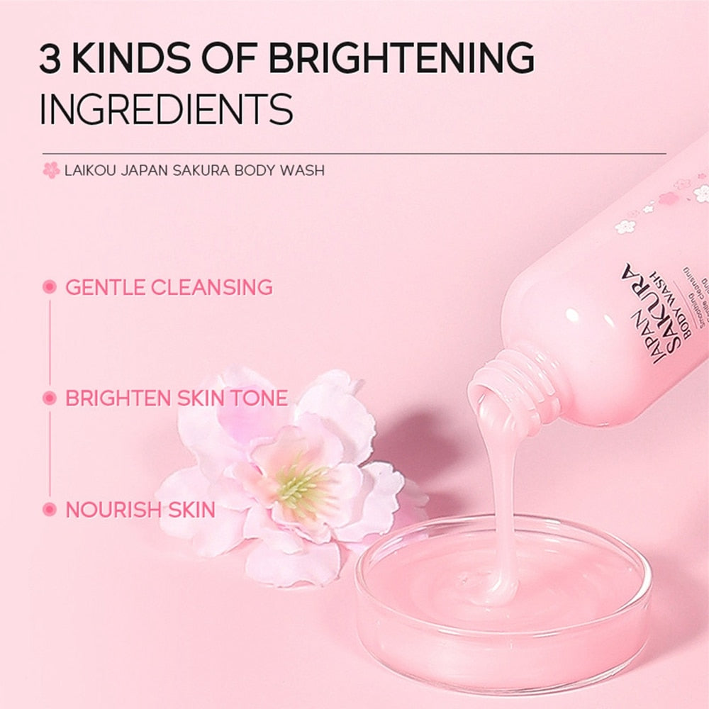 100ml Sakura Body Wash Shower Gels Lotion Smooth Gentle Cleansing Moisturizing Brighten Shrink Pores Repaire Toner Anti-Wrinkle