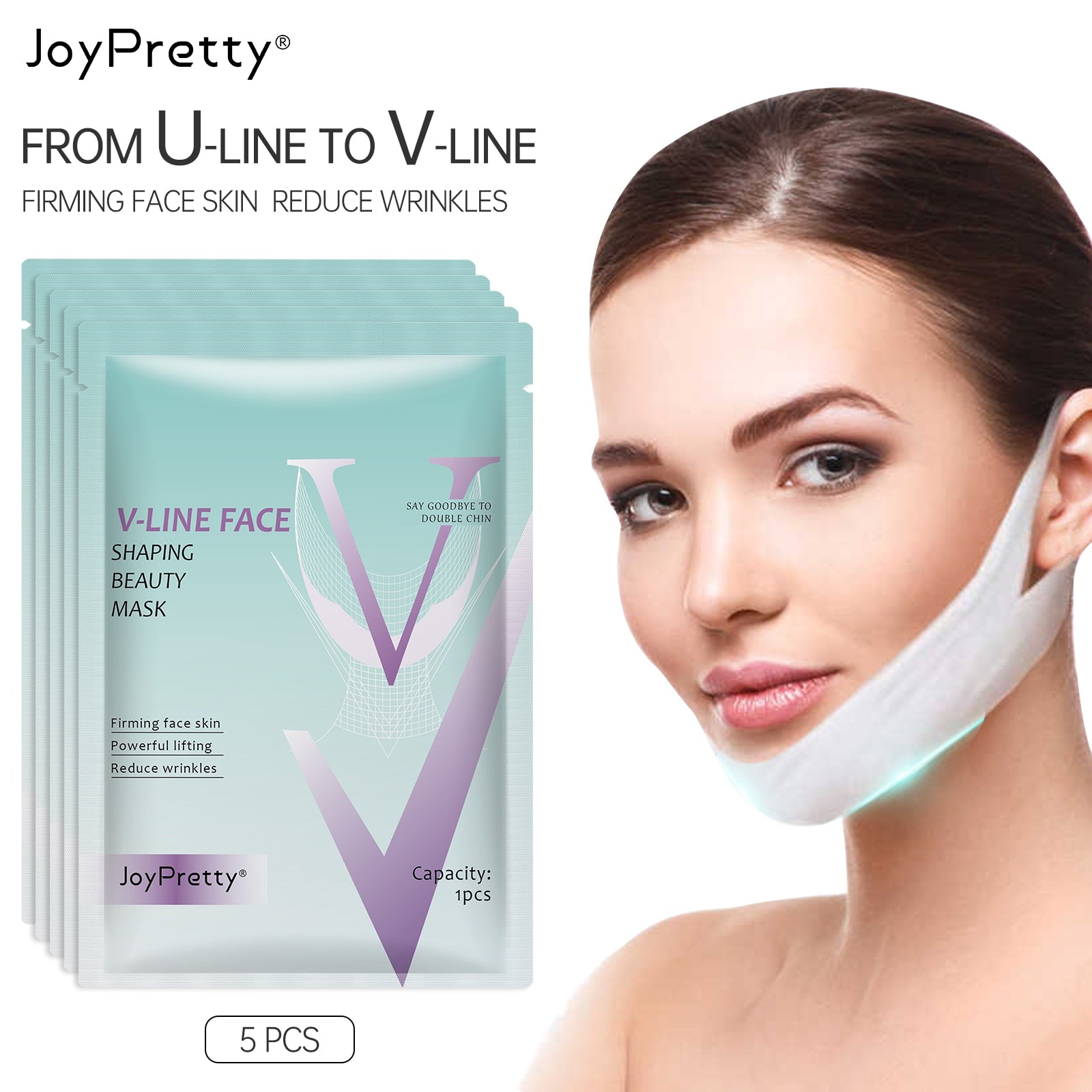 5 Pcs/Box V-line Face Slimming Mask Double Chin Puffy Lifting Firming Bandage Masks Moisturizing Gel V Shape Face Skin Care Mask