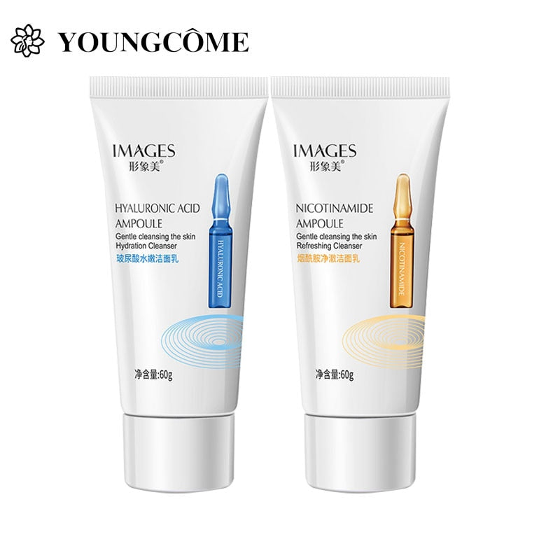 60g Facial Cleanser Niacinamide Hyaluronic Acid Oil Control Gentle Foam Smoothing Deep Cleansing Facial Skin Care