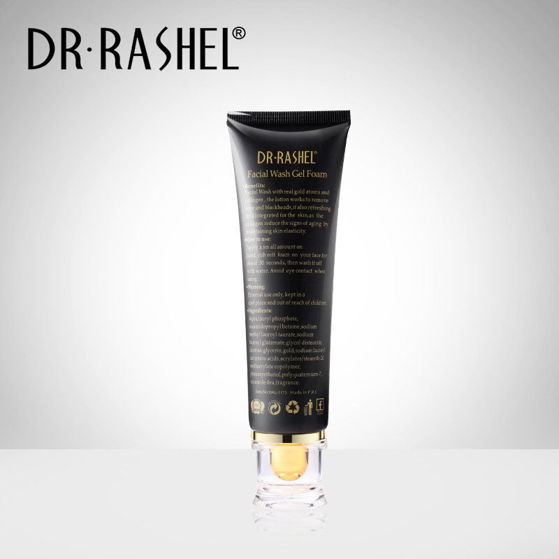 24K Gold Atoms Collagen Whitening Facial Wash Gel Foam Cleanser Moisturizing Improve Fine Lines Dull Skin Brighten