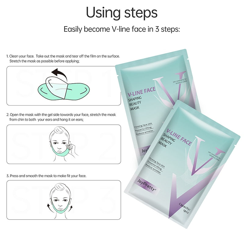 5 Pcs/Box V-line Face Slimming Mask Double Chin Puffy Lifting Firming Bandage Masks Moisturizing Gel V Shape Face Skin Care Mask