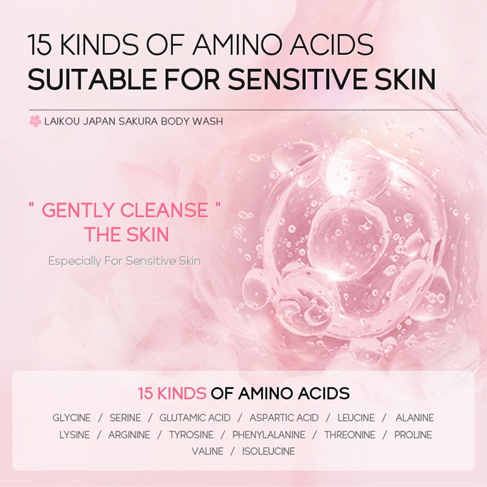 100ml Sakura Body Wash Shower Gels Lotion Smooth Gentle Cleansing Moisturizing Brighten Shrink Pores Repaire Toner Anti-Wrinkle