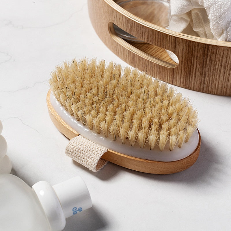 Natural  Bristle Brush Soft Wet Dry Skin Body SPA Brush Bath Massager Home