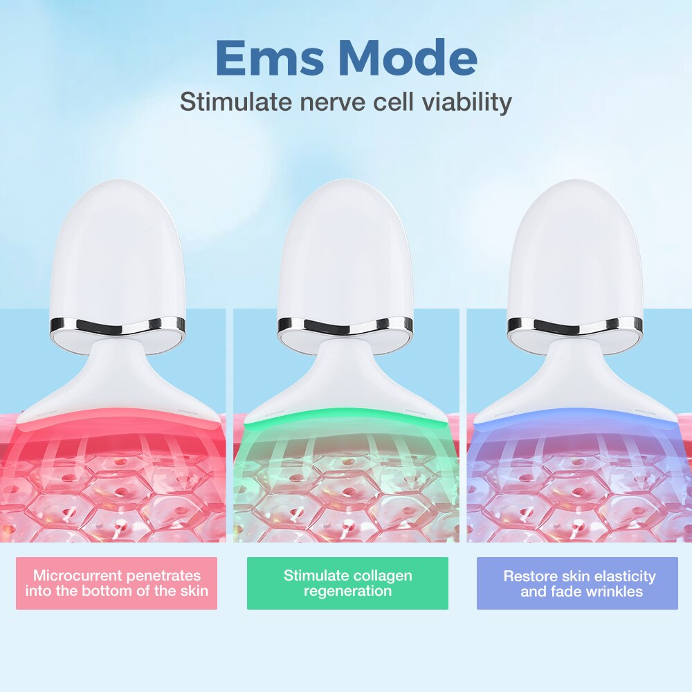 Electric Neck Beauty Massager EMS Color Light Neck Beauty Equipment Face and Neck Massage Neck Wrinkles USB Charging