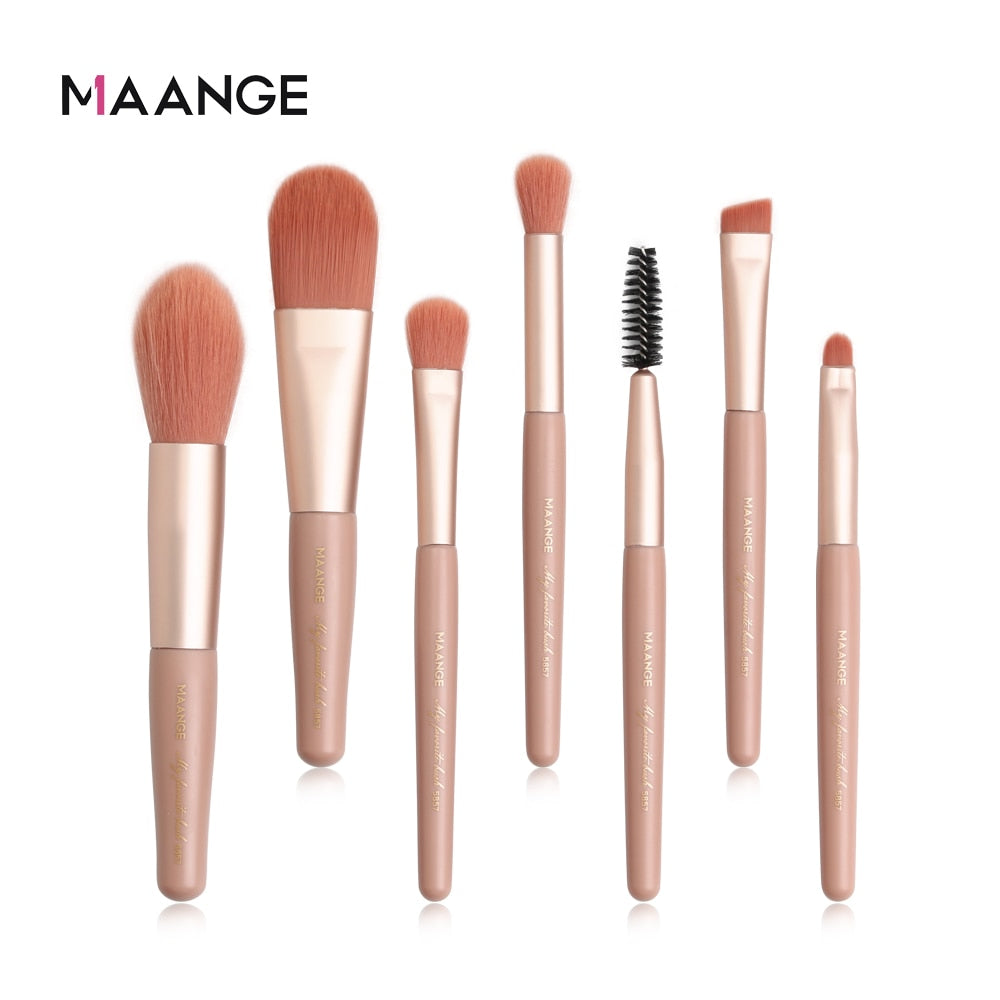 MAANGE 7/9/15pcs Makeup Brush Set+5pcs Mini Sponge Cosmetics for Face Natural Synthetic Hair Professional Beauty Makeup Tools