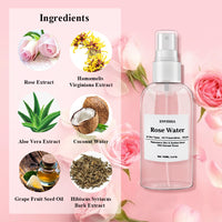 Rose Water For Face Facial Toner Organic Rose Petals Essence Moisturizing Serum Refresh Elastic Shrink Pores Skin Care