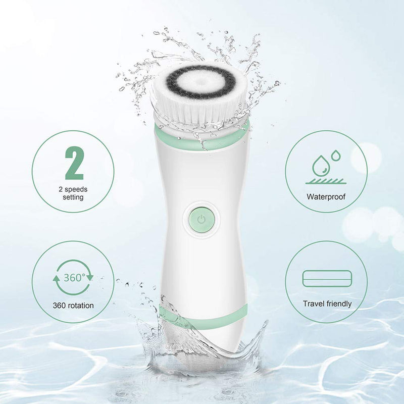 Facial Cleansing Brush, Electric Waterproof Skin Face Body Rotating Cleanser Brush Portable Travel Case Deep Pore Cleansing Tool