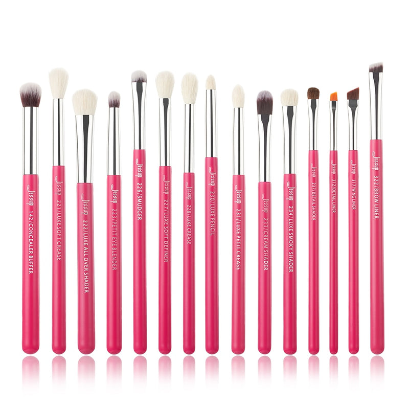 Jessup Eye Makeup Brushes Set 15pcs Precise Eyeshadow Brush Eyebrow EyeLiner Blending Concealer Natural Synthetic Black T177