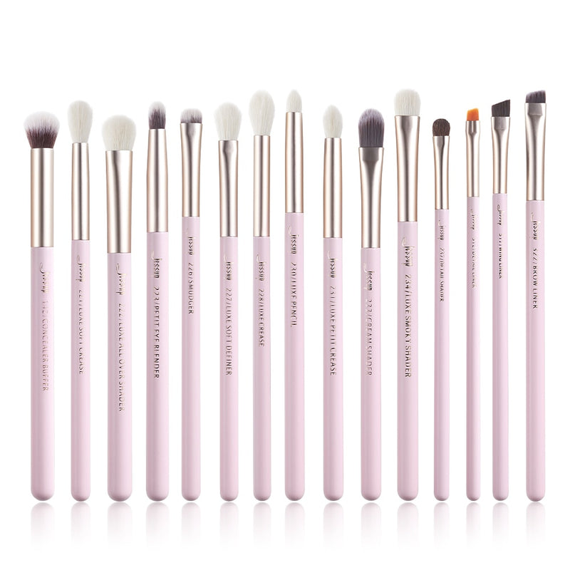 Jessup Eye Makeup Brushes Set 15pcs Precise Eyeshadow Brush Eyebrow EyeLiner Blending Concealer Natural Synthetic Black T177