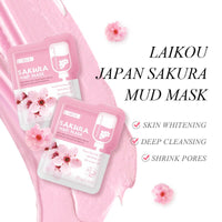 5pcs Japan Sakura Mud Face Mask Anti Wrinkle Night Facial Packs Skin Clean Dark Circle Moisturize Anti-Aging For Facecare