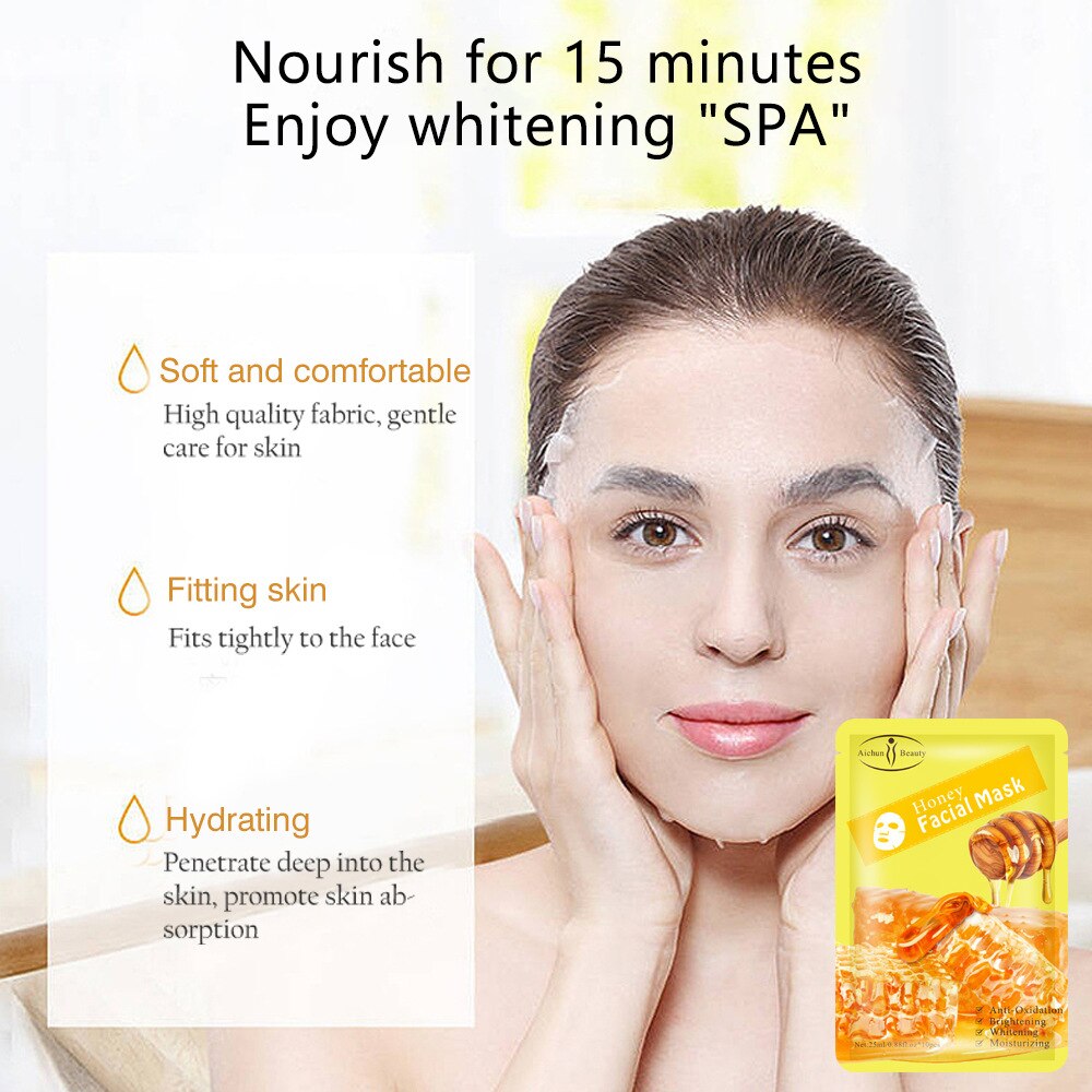 10Pcs/Box Honey Silk Facial Masks Brightening Anti-Aging Moisturizing Repair Oil-control Anti-acne Whitening Skin care Face mask