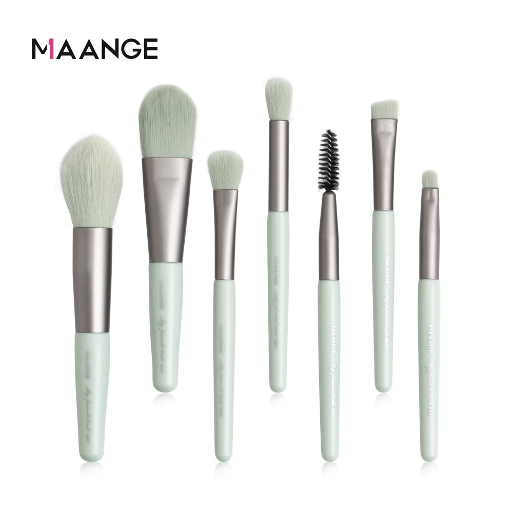 MAANGE 7/9/15pcs Makeup Brush Set+5pcs Mini Sponge Cosmetics for Face Natural Synthetic Hair Professional Beauty Makeup Tools