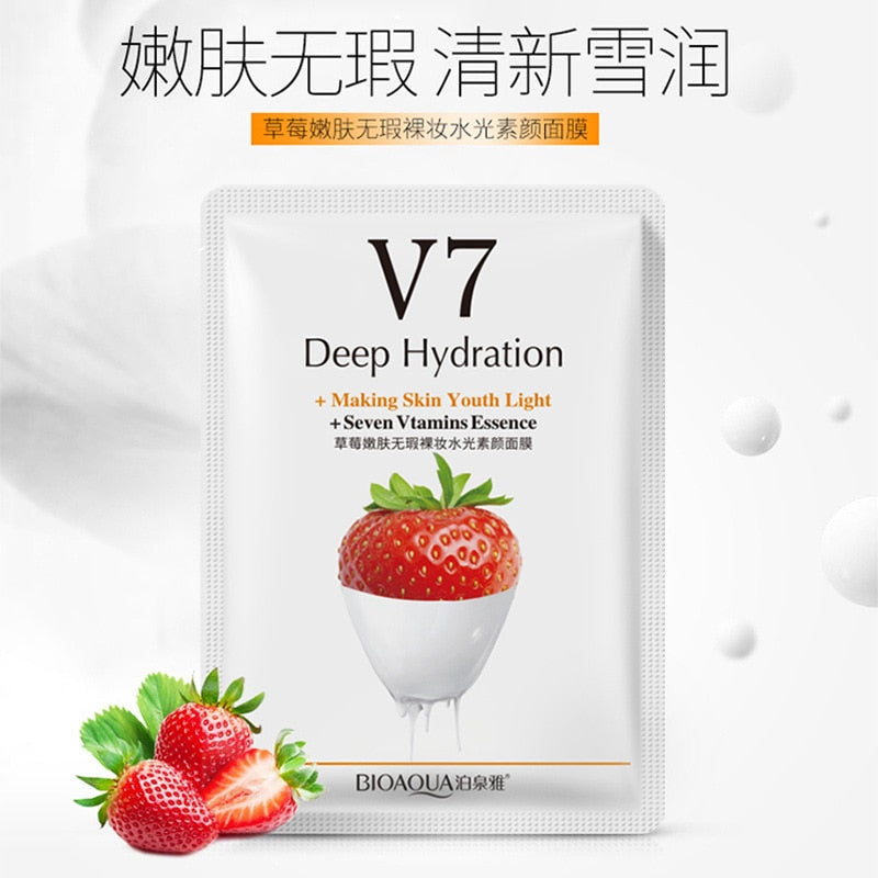 5Pcs V7 Face Mask Vitamin Toning Youth Skin Care Mask Kiwi Fruit Orange Fruit Extract Moisturizing Nourishing Beauty Face Care