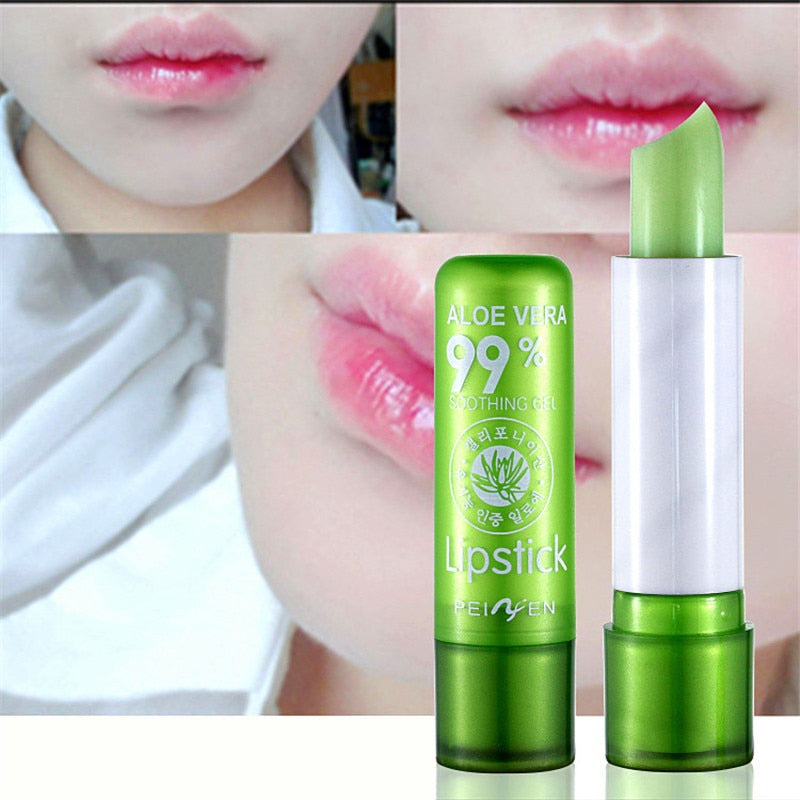 Natural Aloe Vera Lip Balm Temperature Color Changing Long Lasting Moisturizing Lipstick Makeup Lips Protection Makeup