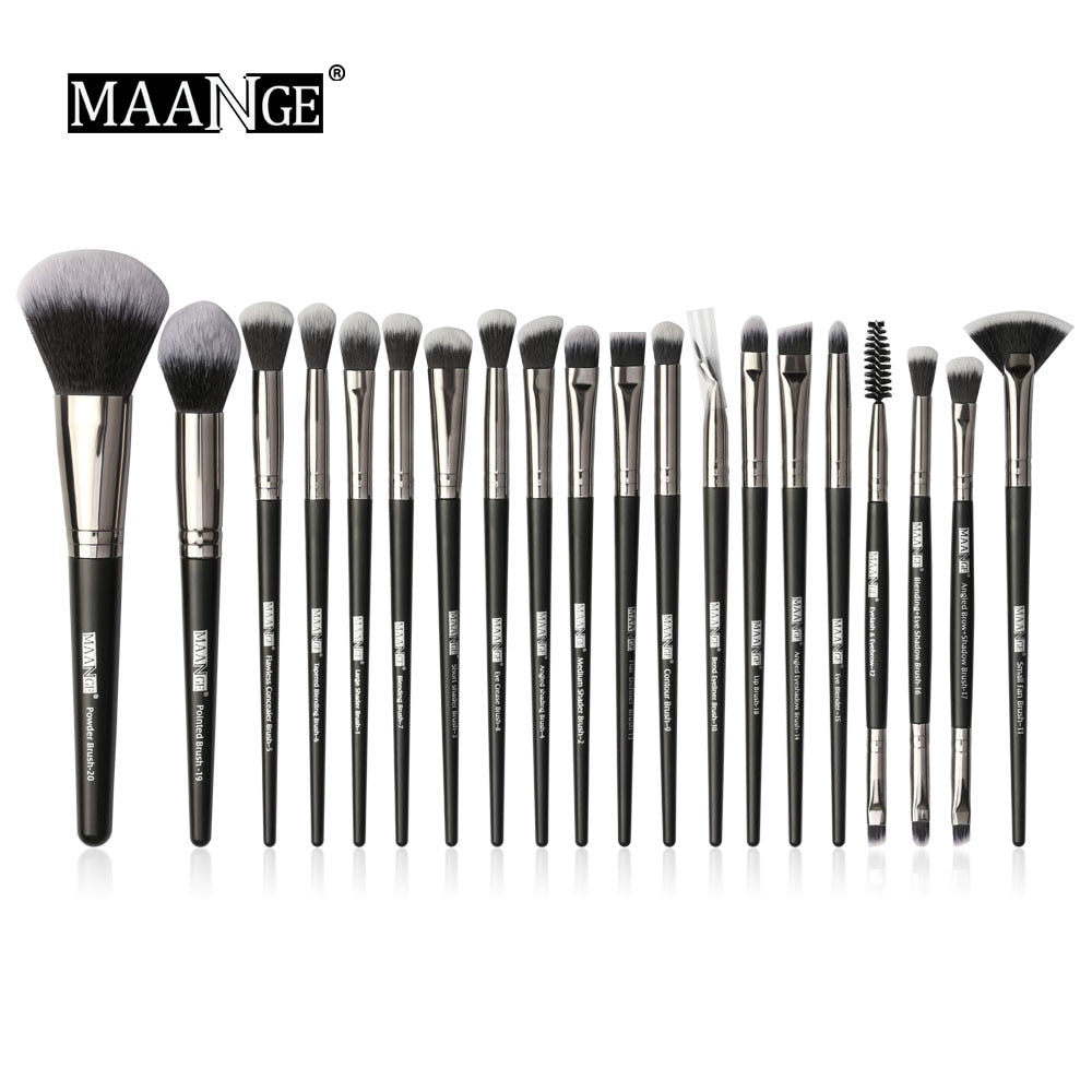 Pro 12/18/20 PCS Makeup Brushes Set with Bag +1Pcs Sponge Beauty Powder Foundation Eyeshadow Make Up Brush Synthetic Wool