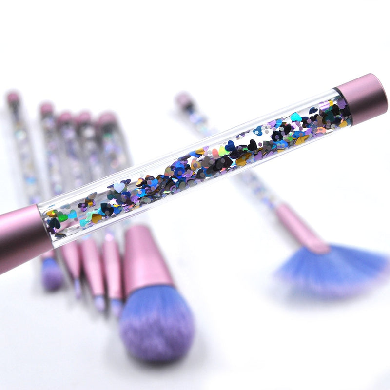 7pcs Diamond Makeup Brushes sets with Bag Crystal Makeup Brush kits Eyeshadow Contour Powder Brush Quicksand Glitter