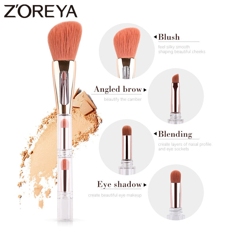 3in1 Make Up Soft Multipurpose Portable Makeup Brush Angled Sponge Brow Eye Shadow Powder Paint Brushes Cosmetic