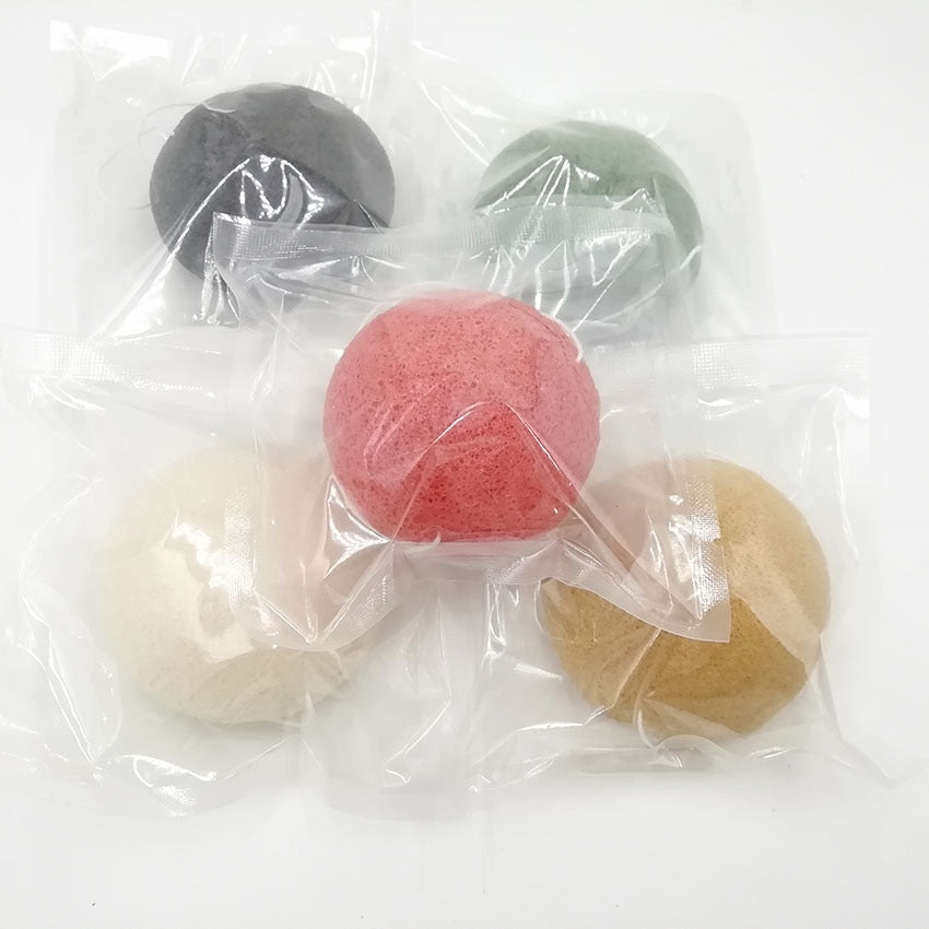 ShinBay 5pcs Konjac Sponge for Washing Face Round konjac konnyaku sponge Facial Cleansing Exfoliator Bathing Puff