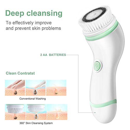 Facial Cleansing Brush, Electric Waterproof Skin Face Body Rotating Cleanser Brush Portable Travel Case Deep Pore Cleansing Tool