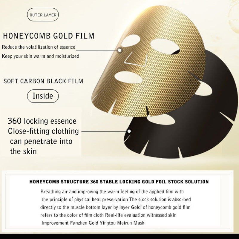 4Pcs/Box 24k Gold Facial Mask Carnosine Honeycomb Face Mask Essence Sheet Mask Brighten Anti Aging Moisturizing Mask Oil-Control