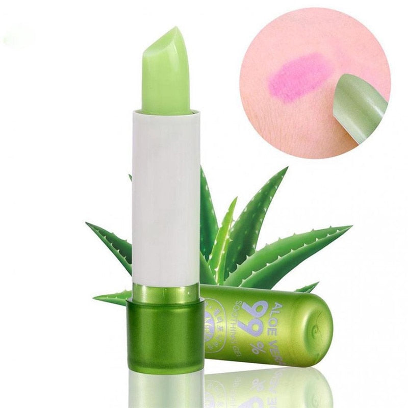 Natural Aloe Vera Lip Balm Temperature Color Changing Long Lasting Moisturizing Lipstick Makeup Lips Protection Makeup