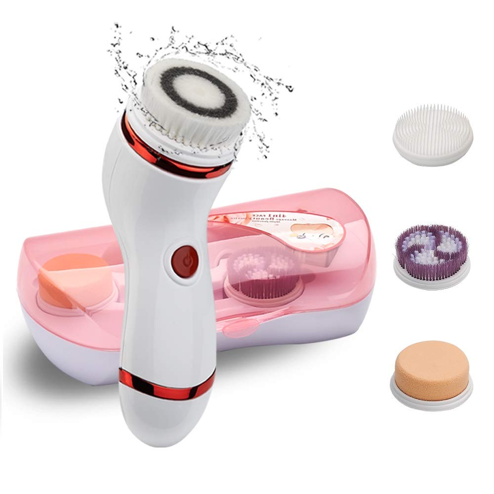 Facial Cleansing Brush, Electric Waterproof Skin Face Body Rotating Cleanser Brush Portable Travel Case Deep Pore Cleansing Tool