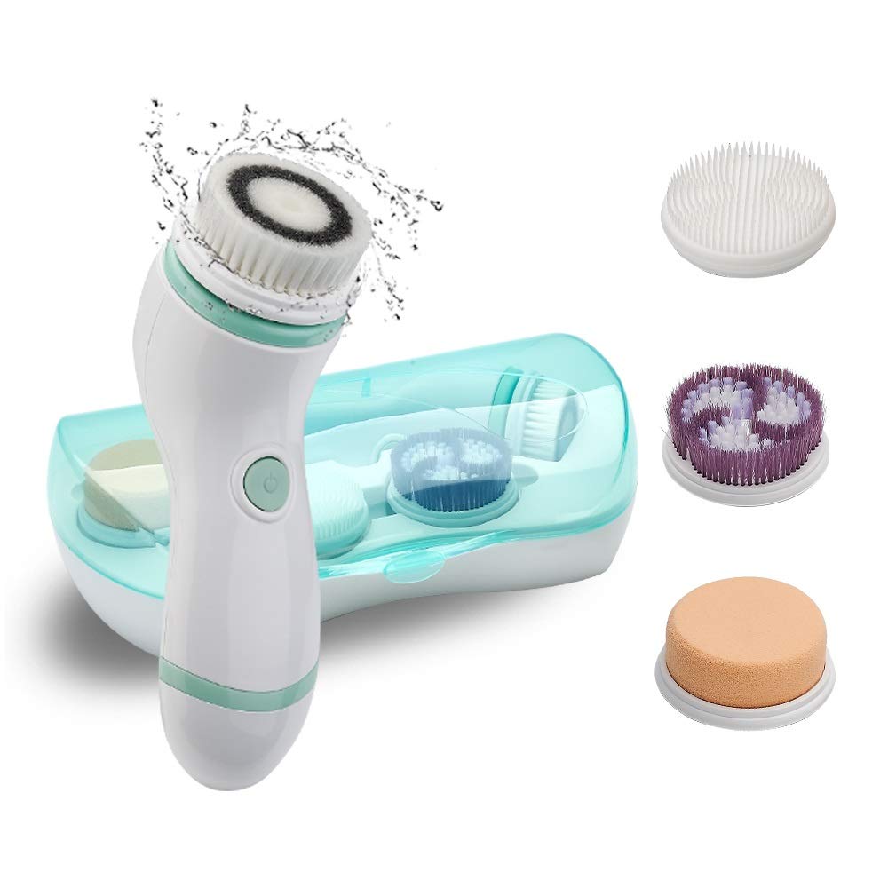 Facial Cleansing Brush, Electric Waterproof Skin Face Body Rotating Cleanser Brush Portable Travel Case Deep Pore Cleansing Tool