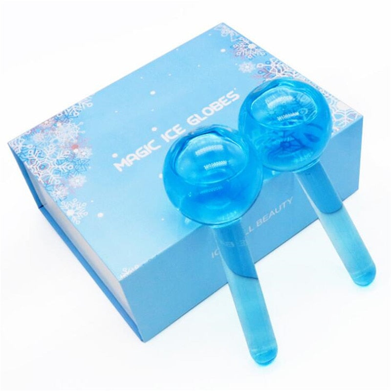 Large Beauty Ice Hockey Energy Beauty Crystal Ball Facial Cooling Ice Globes Water Wave Face and Eye Massage Skin Care 2pcs/box