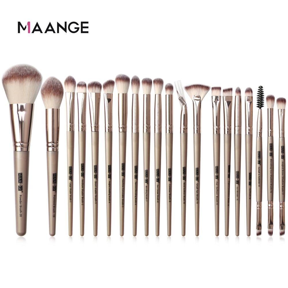 Pro 12/18/20 PCS Makeup Brushes Set with Bag +1Pcs Sponge Beauty Powder Foundation Eyeshadow Make Up Brush Synthetic Wool