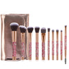 10pcs/set Gold Diamond Makeup Brushes Set Foundation Blending Powder Eye Face Brush with Bag Makeup Tool Kit