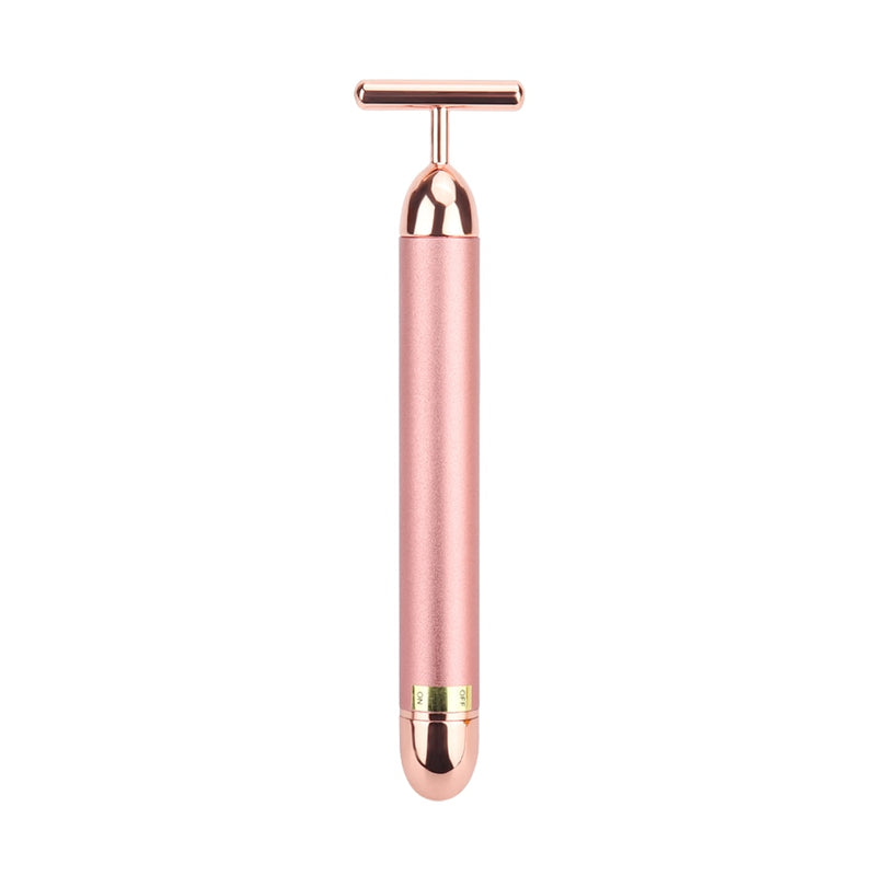 24k Gold Face Lift Bar Roller Vibration Slimming Massager Facial Stick Facial Beauty Skin Care T Shaped Vibrating Tool