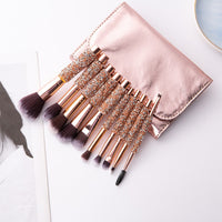 10pcs/set Gold Diamond Makeup Brushes Set Foundation Blending Powder Eye Face Brush with Bag Makeup Tool Kit