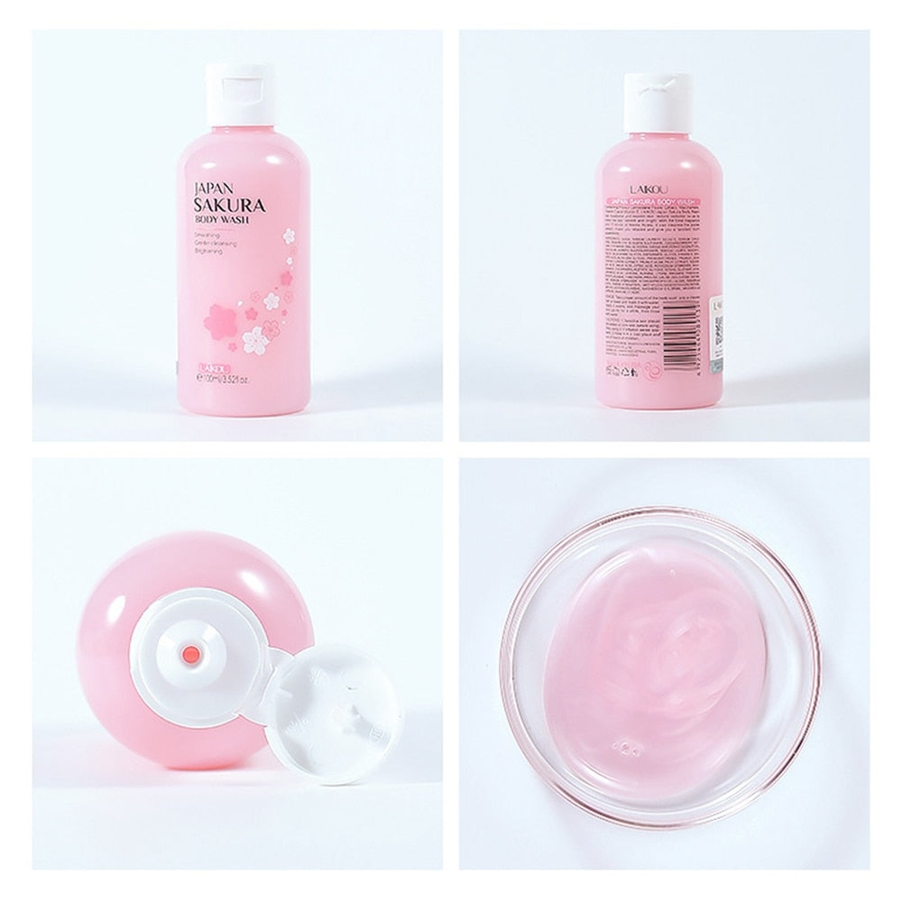 100ml Sakura Body Wash Shower Gels Lotion Smooth Gentle Cleansing Moisturizing Brighten Shrink Pores Repaire Toner Anti-Wrinkle